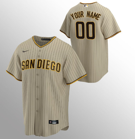 Men's San Diego Padres Tan Brown ACTIVE PLAYER Custom Stitched Jersey